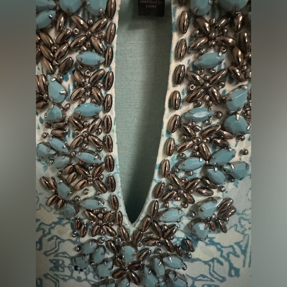 White House Black Market Blue Embellished Neck Ombre Dress - Picture 3 of 7